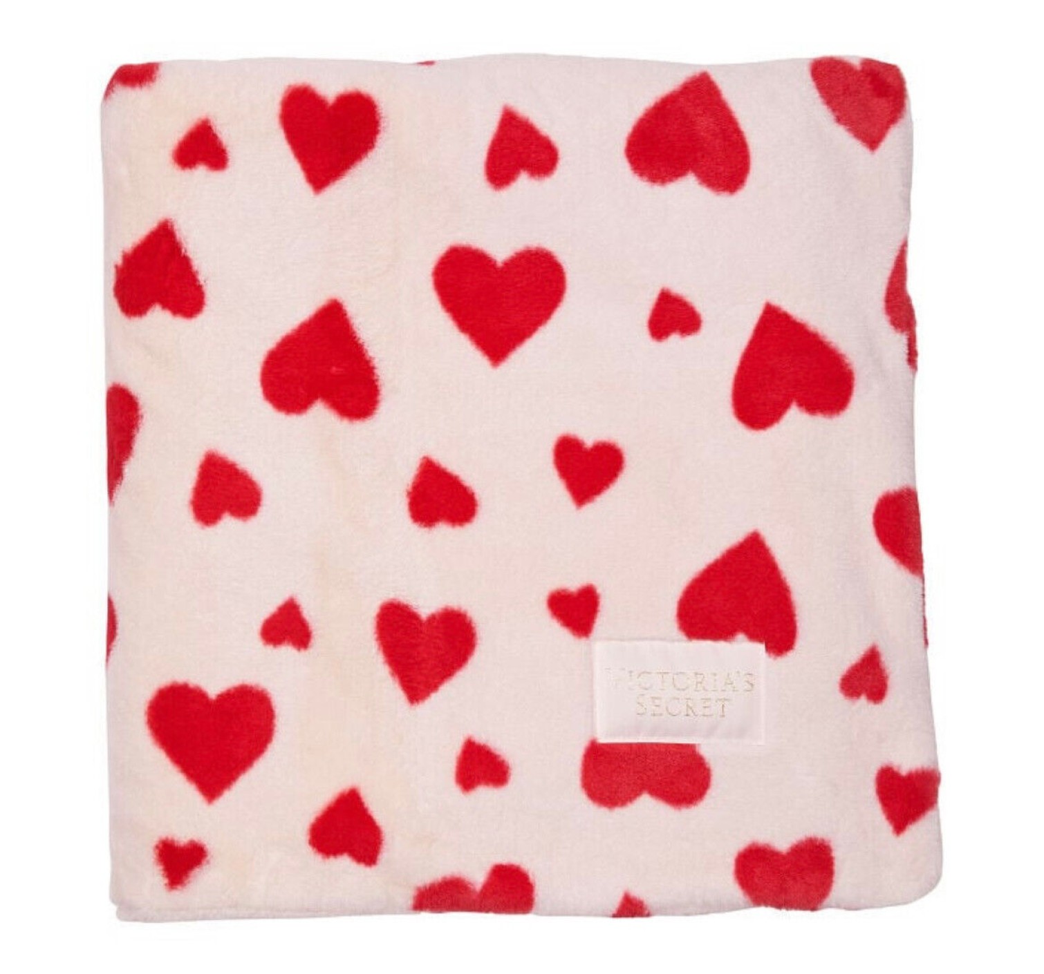 Плед Faux Fur Blanket White Heart Print