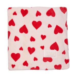 Плед Faux Fur Blanket White Heart Print