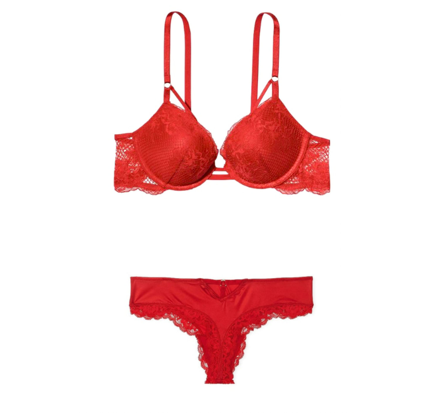Комплект белья Push-Up Bra Lace Strappy Lipstick Set