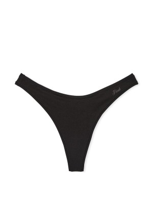 Трусики Cotton Thong panty Smooth Pure Black