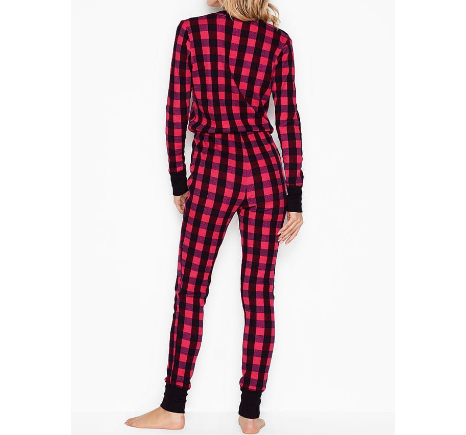 Піжама Thermal Long Romper Light Pink & Red Plaid