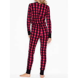 Піжама Thermal Long Romper Light Pink & Red Plaid