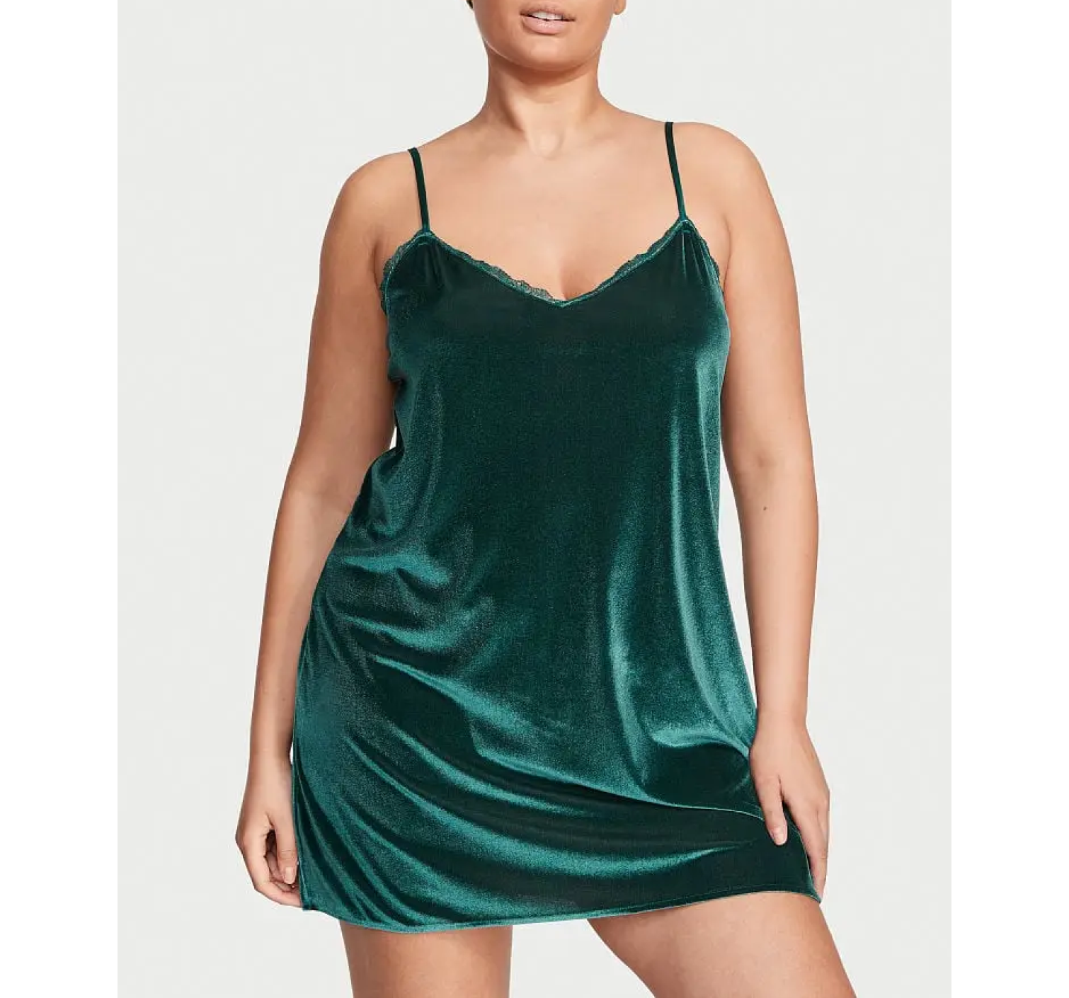 Пеньюар Victoria Secret Deep Green Velvet Slip