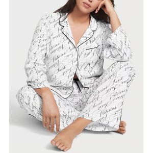 Піжама Flannel Long Pajama Set White Vs Script