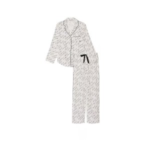 Піжама Flannel Long Pajama Set White Vs Script
