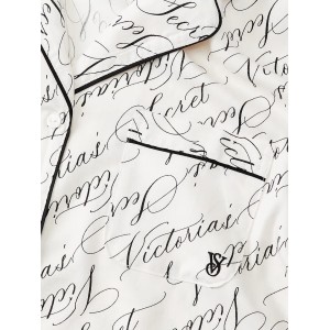 Піжама Flannel Long Pajama Set White Vs Script