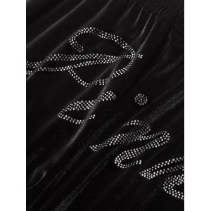 Спортивный костюм Velour Shine Logo Full-Zip Crop Hoodie Wide-Leg Black