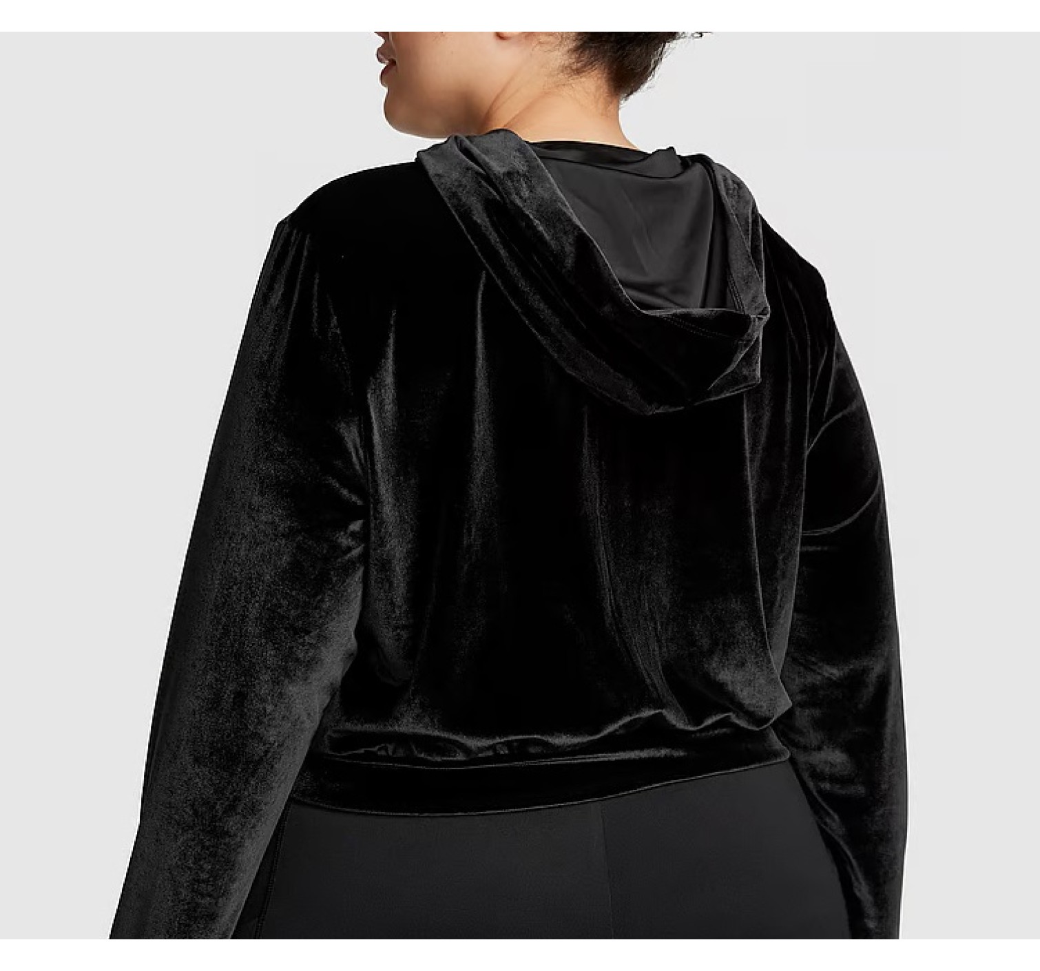 Спортивный костюм Velour Shine Logo Full-Zip Crop Hoodie Wide-Leg Black