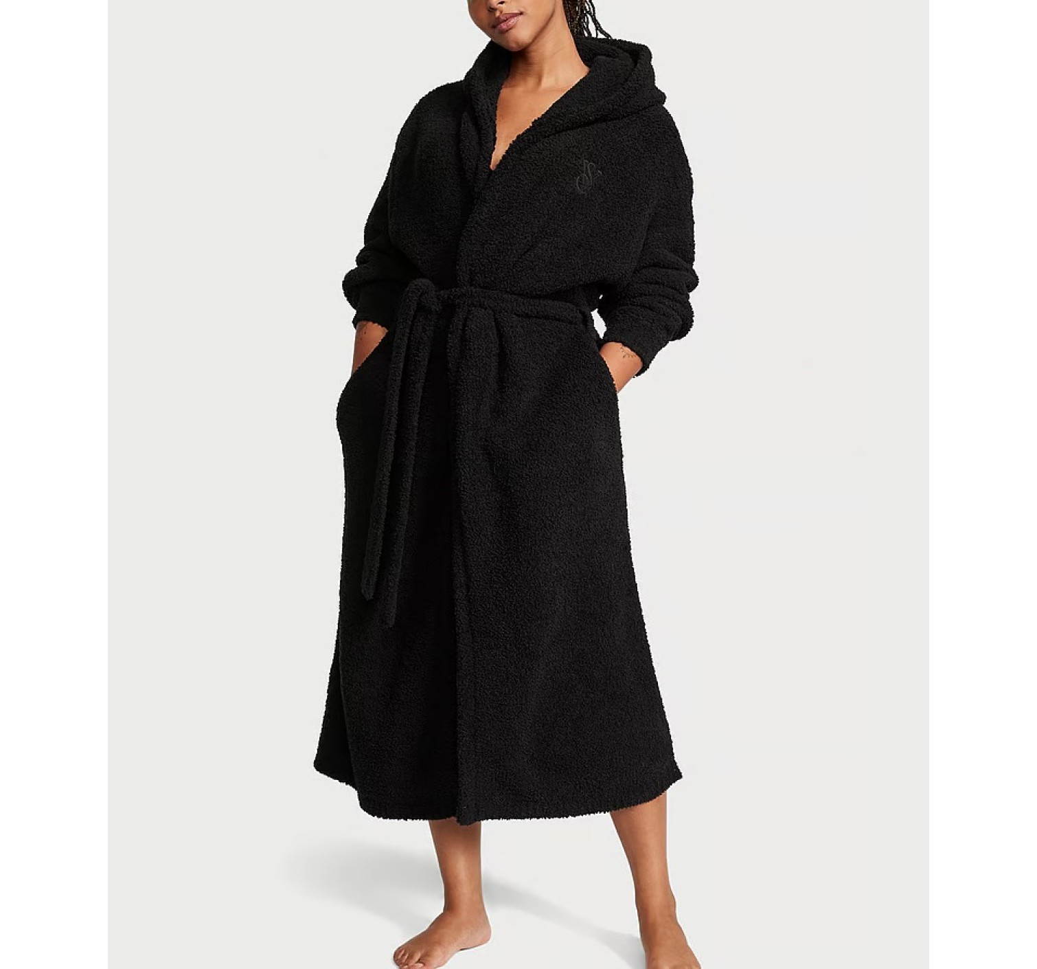 Халат Chenille Hooded Long Robe Black