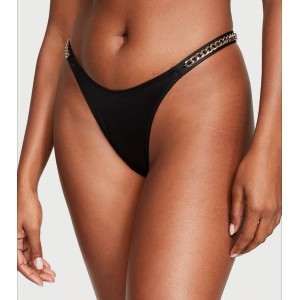 Комплект белья Bombshell Add-2-Cups Chain Strap Corset Top Black Thong Set