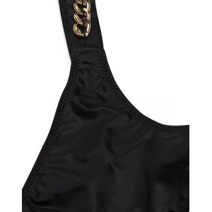 Комплект белья Bombshell Add-2-Cups Chain Strap Corset Top Black Thong Set