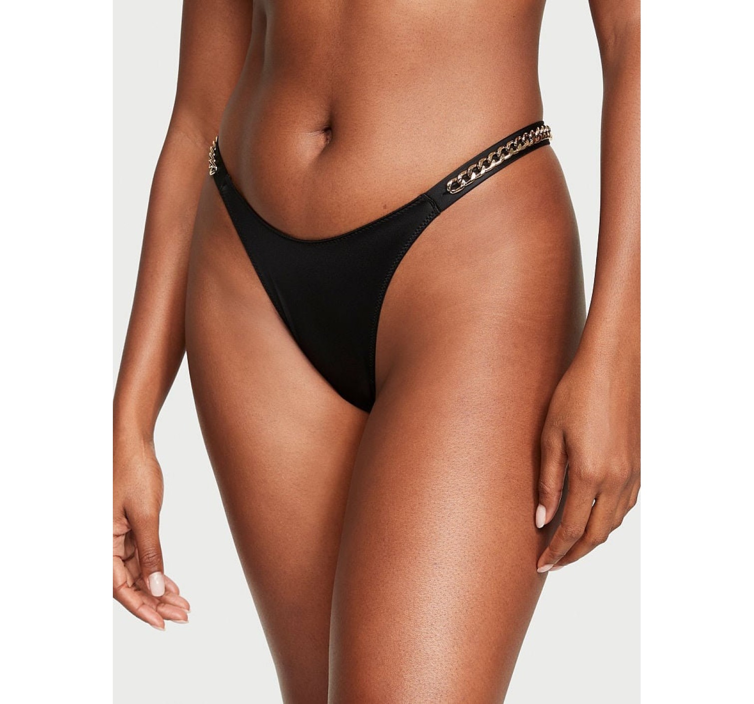 Трусики Double Chain Strap Smooth Thong Panty Black