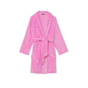 Халат Plush Striped Long Robe pink