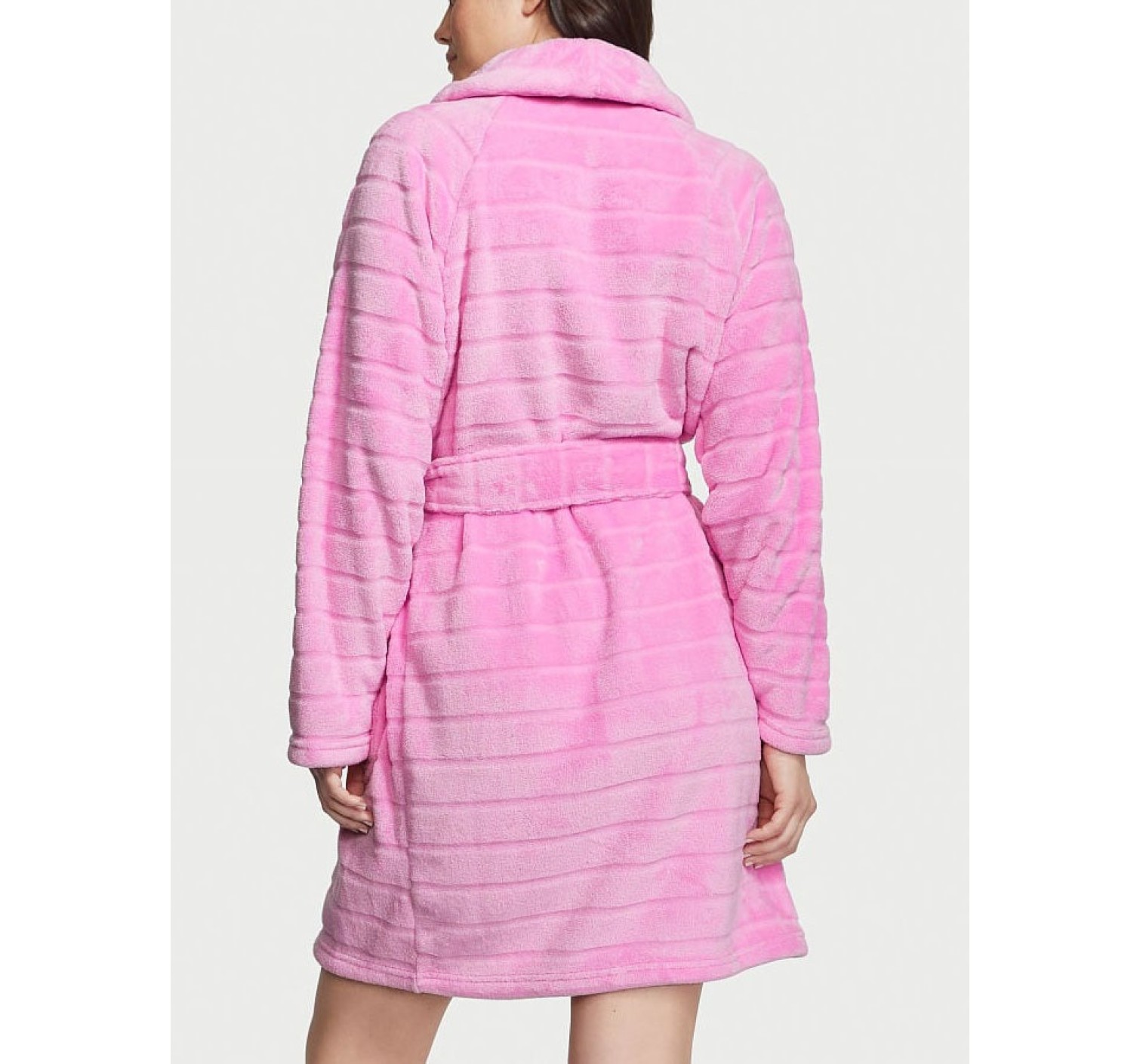 Халат Plush Striped Long Robe pink