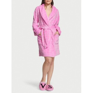Халат Plush Striped Long Robe pink