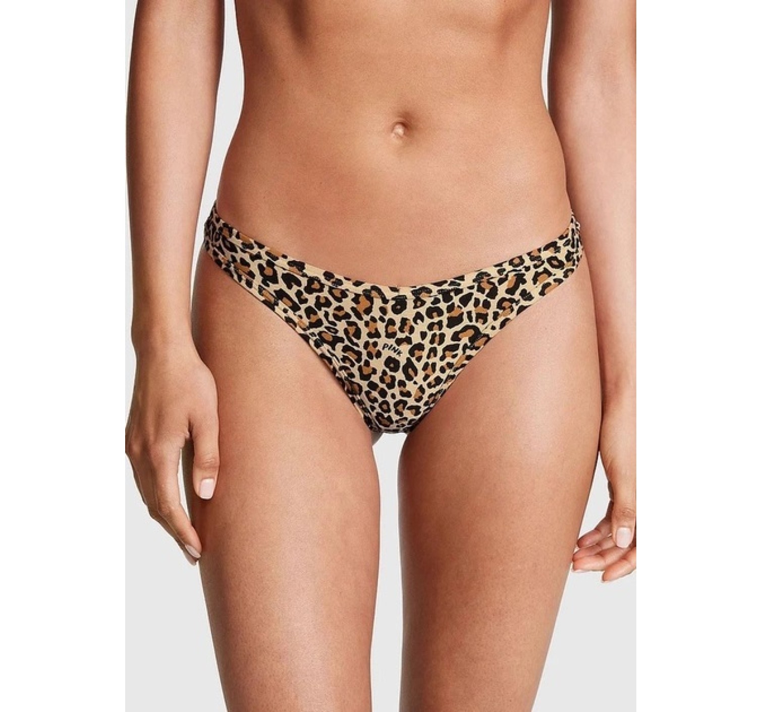 Трусики PINK Cotton Thong Panty leopard