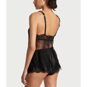 Пижама Chain Strap Satin Lace-Trim Cami Shorts Set