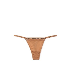 Трусики Logo Embroidery Adjustable String Thong Panty Toffee