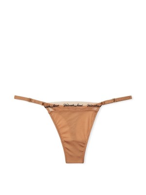 Трусики Logo Embroidery Adjustable String Thong Panty Toffee