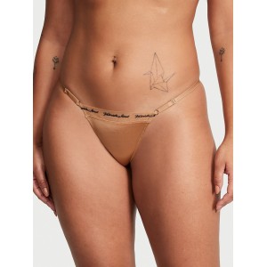 Трусики Logo Embroidery Adjustable String Thong Panty Toffee