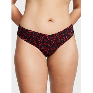 Трусики No-Show Thong Panty Black & Red Hearts