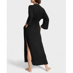 Халат Modal Lace-Trim Long Robe Black