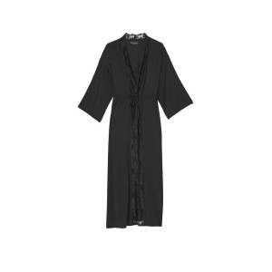 Халат Modal Lace-Trim Long Robe Black