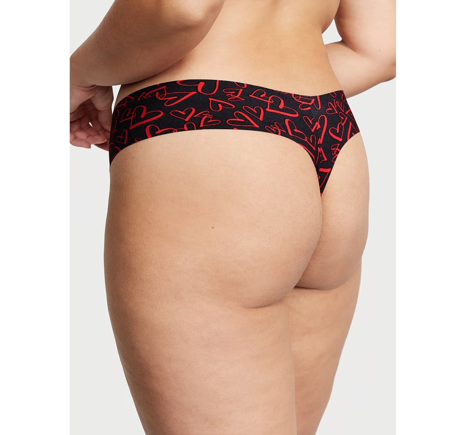 Трусики No-Show Thong Panty Black & Red Hearts