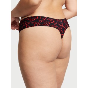 Трусики No-Show Thong Panty Black & Red Hearts