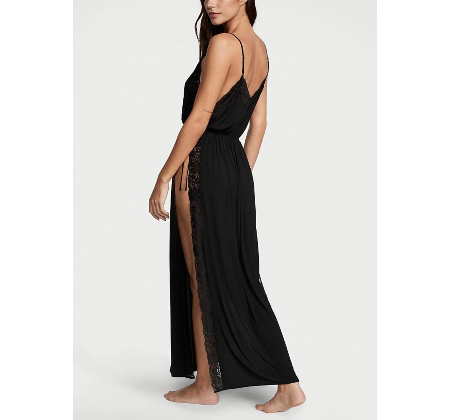 Пеньюар Modal Lace Trim Slip Dress Black