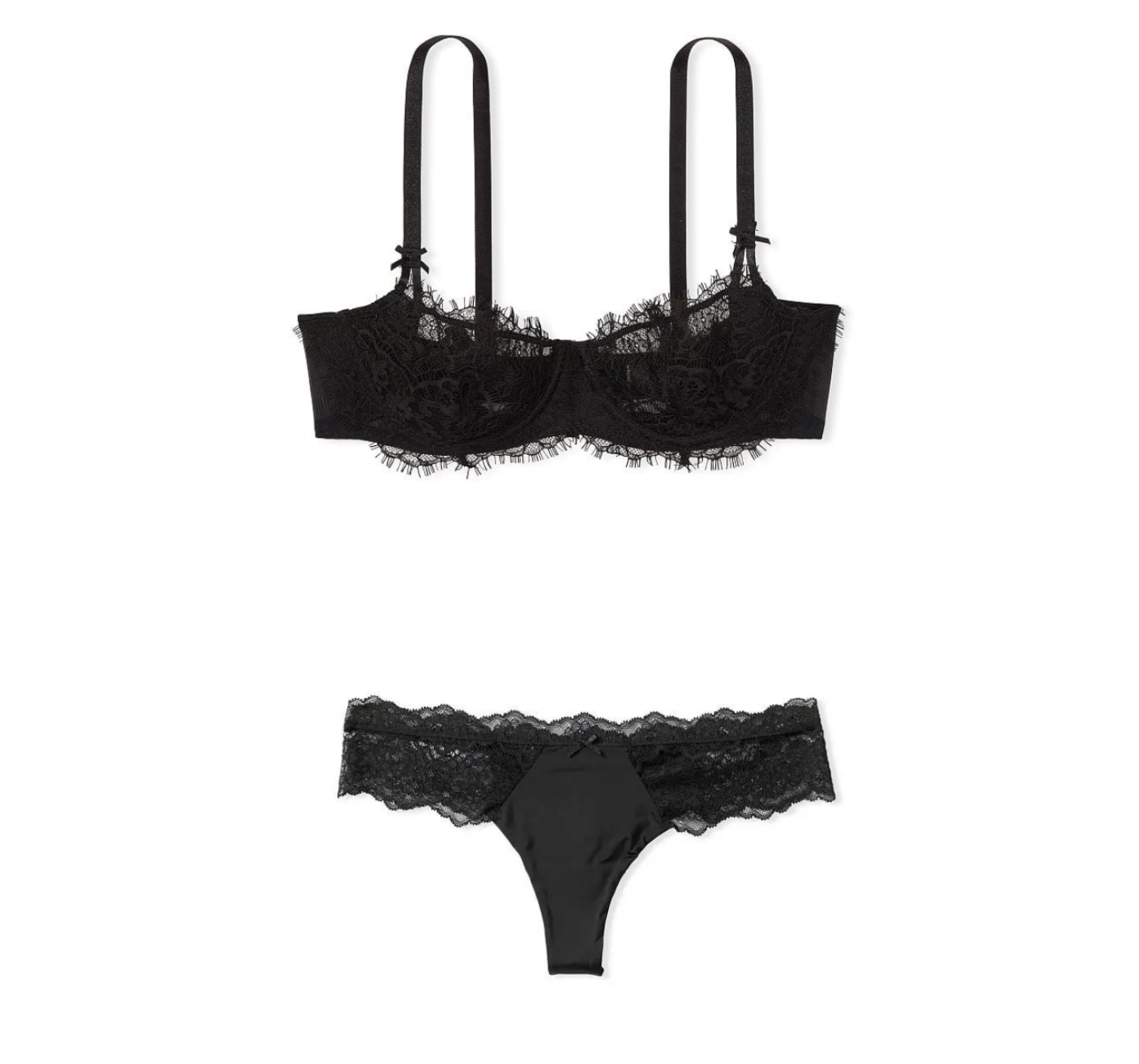 Комплект белья Wicked Lace Unlined Balconette Bra Black Set