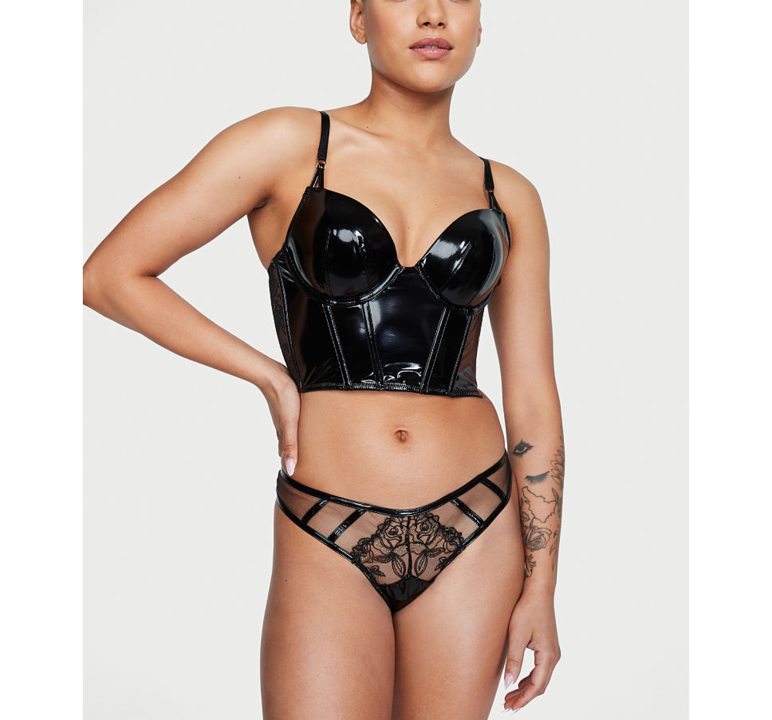 Бюстье Midnight Affair Faux Patent Leather Push-Up Corset Top 