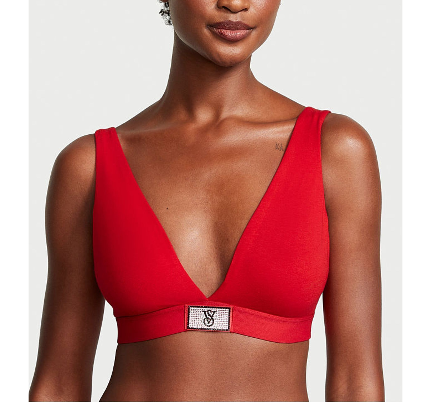 Комплект білизни Shine Patch Cotton Wireless Plunge Bralette Set Lipstick