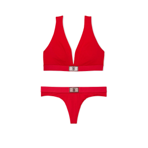 Комплект білизни Shine Patch Cotton Wireless Plunge Bralette Set Lipstick
