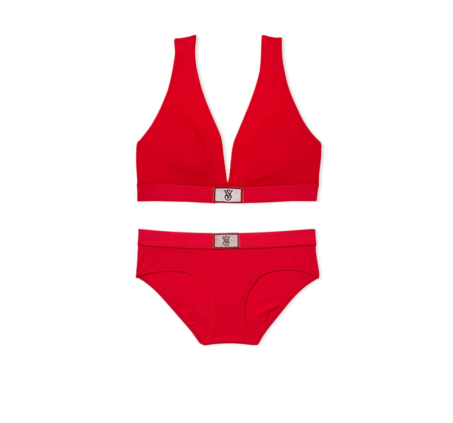 Комплект білизни Shine Patch Cotton Wireless Plunge Bralette Set Lipstick