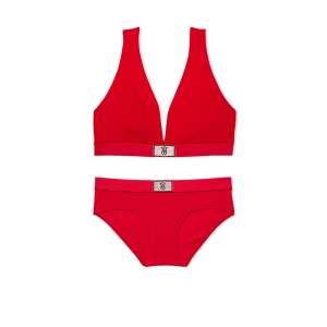 Комплект білизни Shine Patch Cotton Wireless Plunge Bralette Set Lipstick