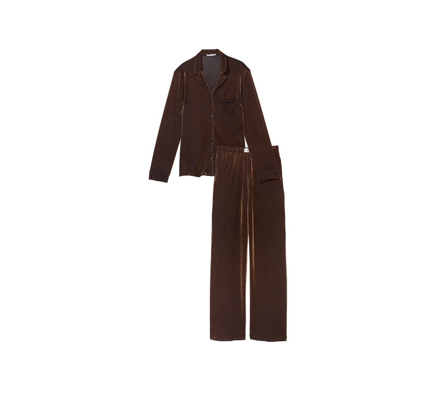Пижама Shimmer Knit Long Pajama Set Gold 
