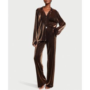 Пижама Shimmer Knit Long Pajama Set Gold 