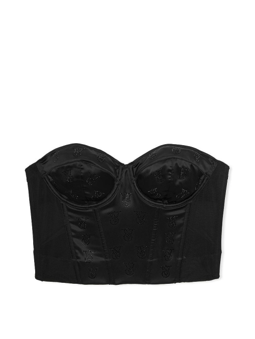 Бюстье Shine Logo Satin Strapless Corset Top Black