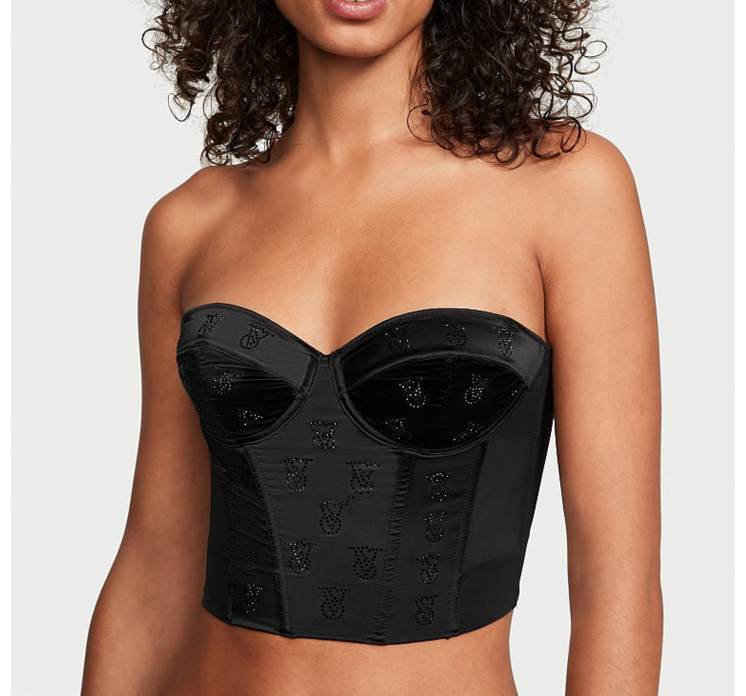 Бюст Shine Logo Satin Strapless Corset Top Black