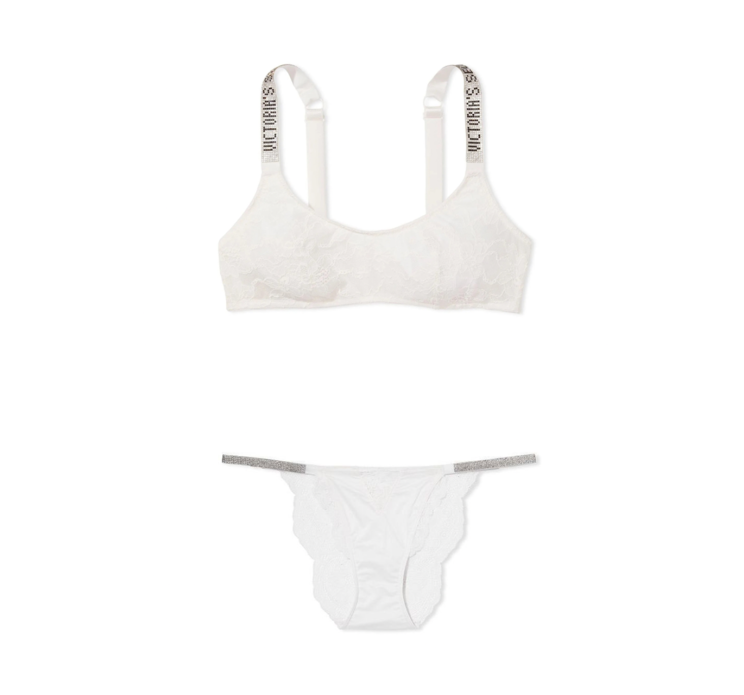 Комплект белья Shine Strap Lace Bralette Coconut White Set