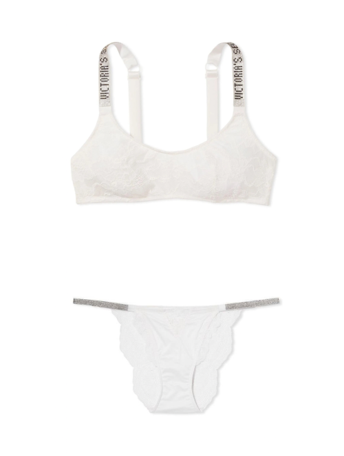 Комплект білизни Shine Strap Lace Bralette Coconut White Set Комплект білизни Shine Strap Lace Bralette Coconut White Set