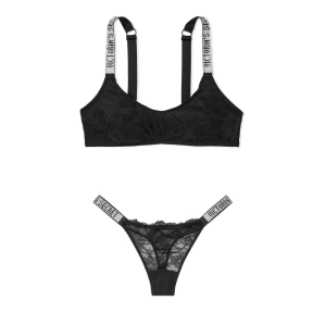 Комплект белья Shine Strap Lace Bralette Black Set