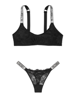 Комплект белья Shine Strap Lace Bralette Black Set