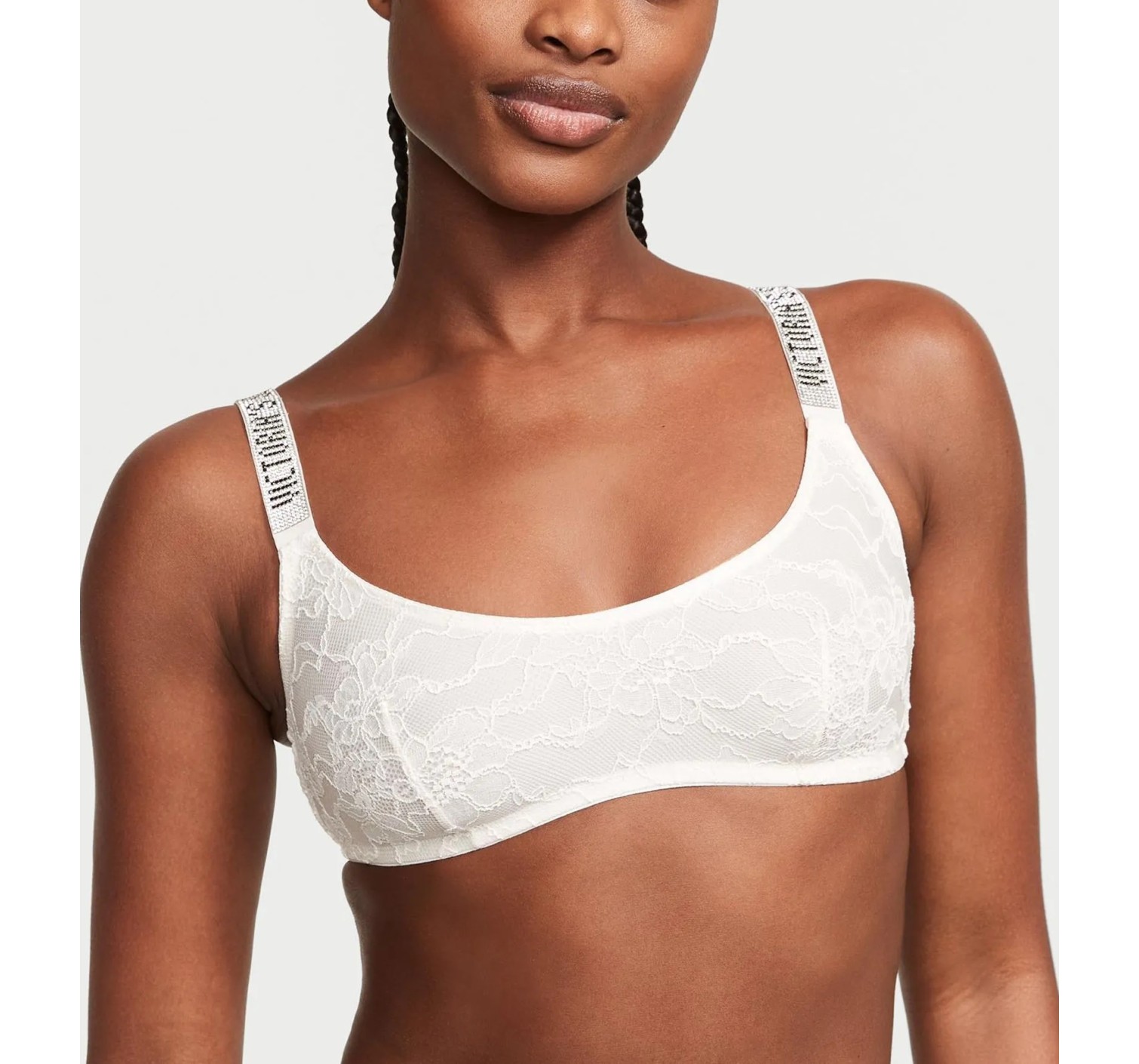 Комплект белья Shine Strap Lace Bralette Coconut White Set