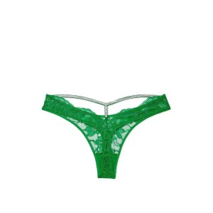 Трусики Shine Strap Cutout Back Lace Thong Panty Green