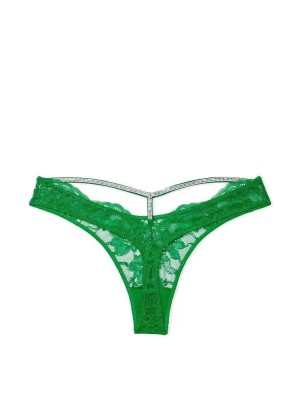 Трусики Shine Strap Cutout Back Lace Thong Panty Green