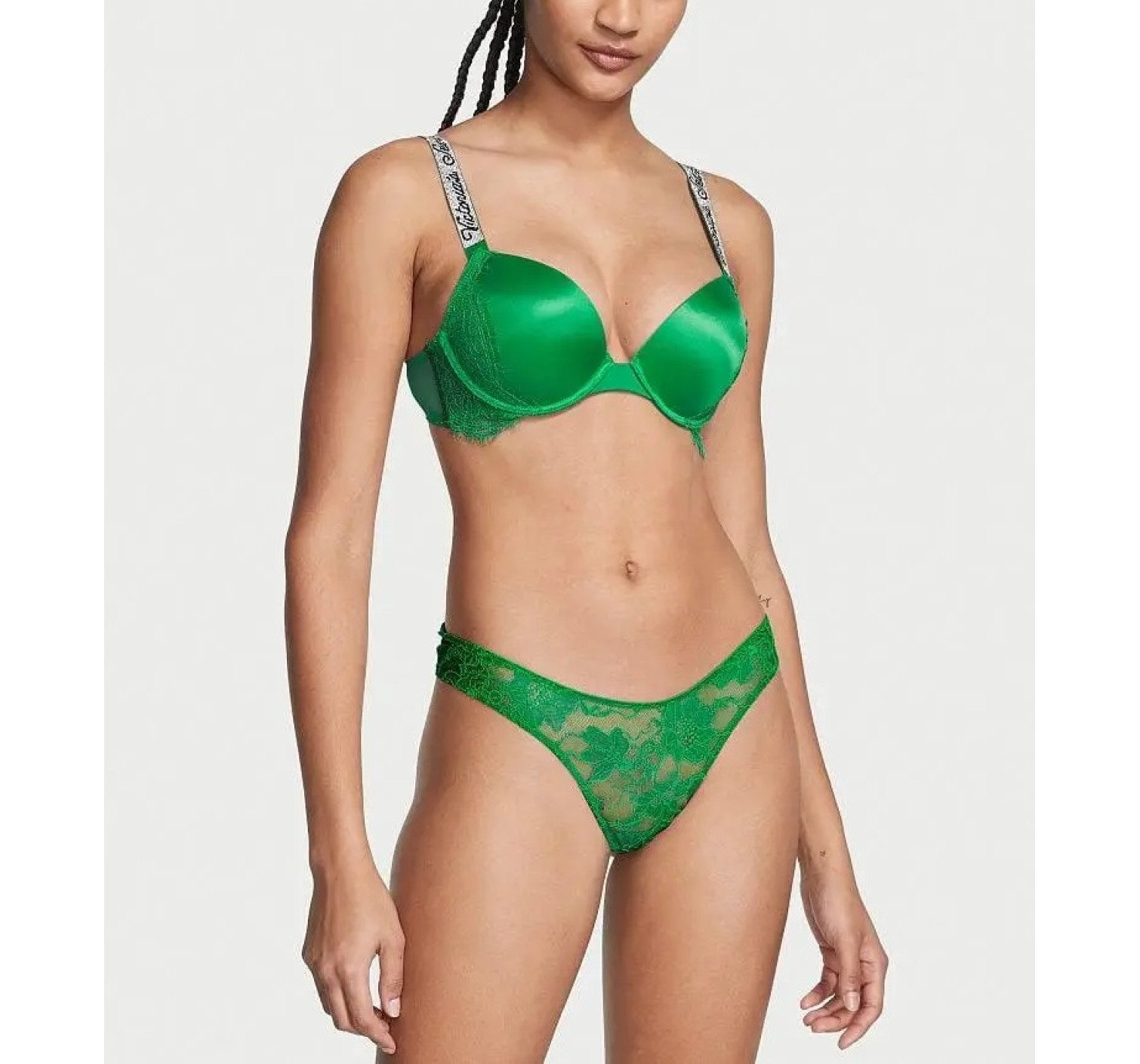 Трусики Shine Strap Cutout Back Lace Thong Panty Green