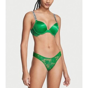 Трусики Shine Strap Cutout Back Lace Thong Panty Green