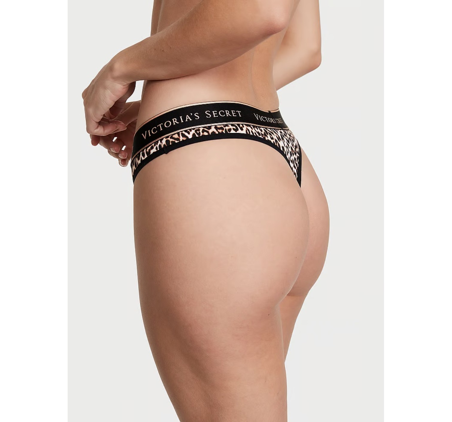 Трусики Logo Flocked Mesh Thong Panty Natural Cheetah